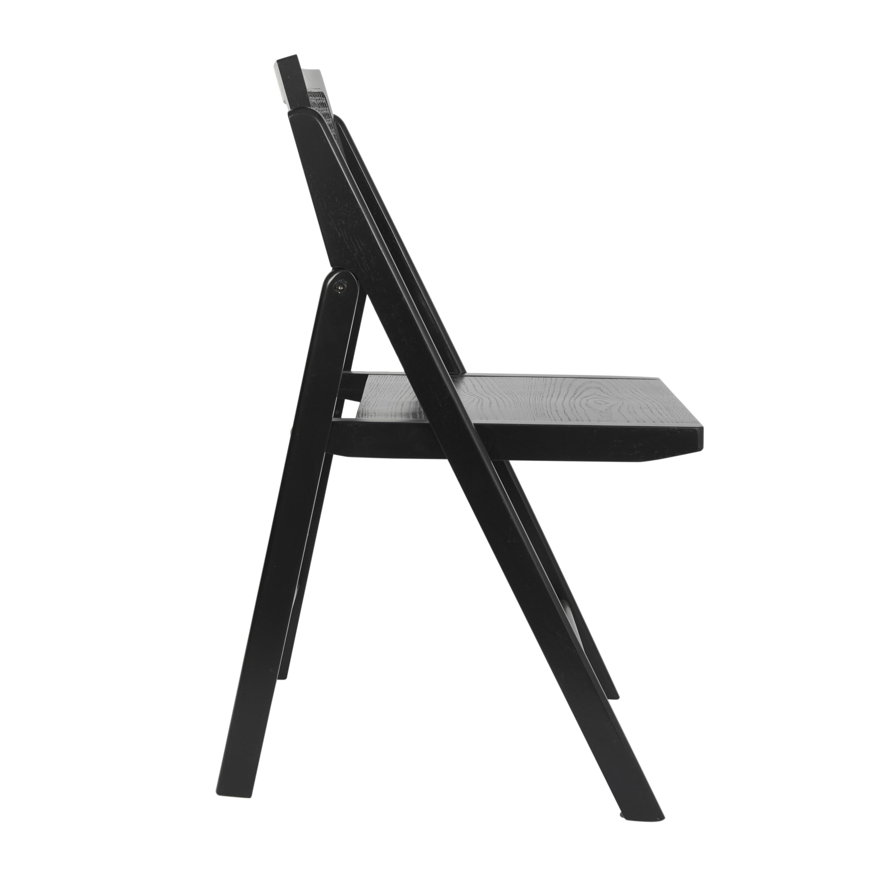 Alt View 9. Emma + Oliver - Thomas Set of 2 Cane Rattan Folding Chairs with Solid Wood Frames and Seats and Breathable Woven Rattan Backrest - Black.