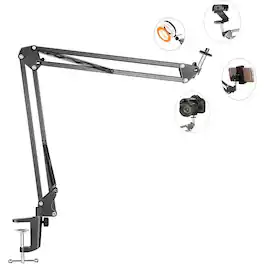 PARKER SLATER - Overhead tripod mount with flexible arm, phone holder, and ball head, for iPhone video recording, webcam, and live