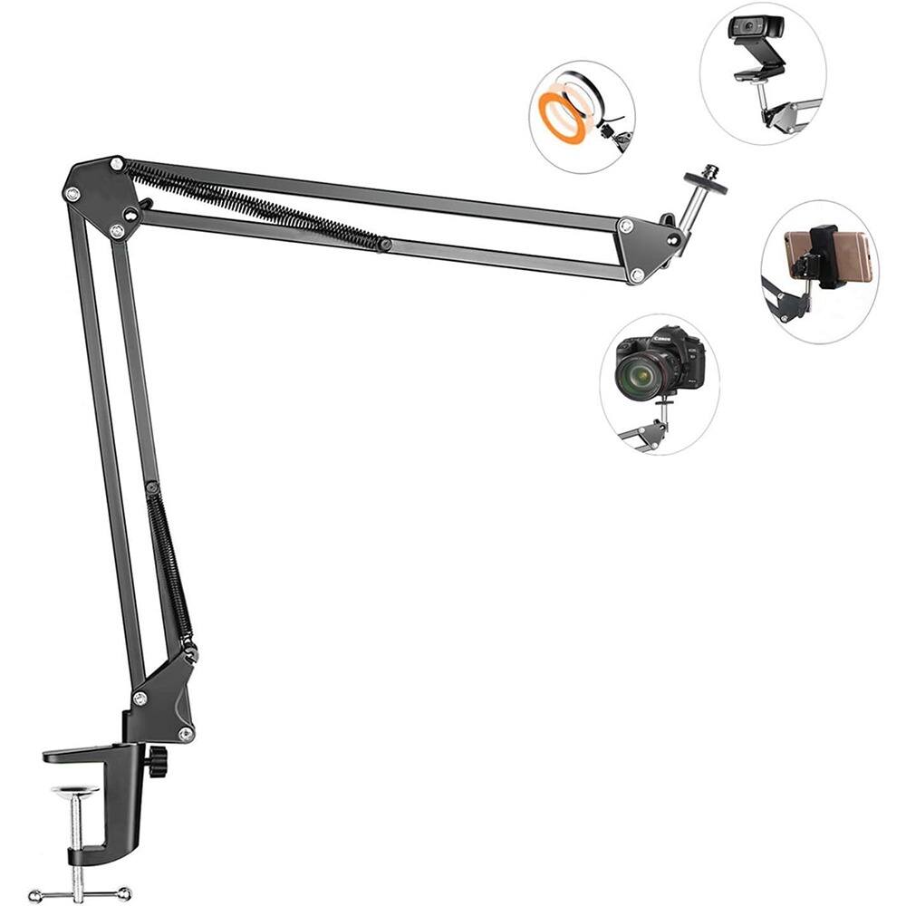 Front. PARKER SLATER - Overhead tripod mount with flexible arm, phone holder, and ball head, for iPhone video recording, webcam, and live.