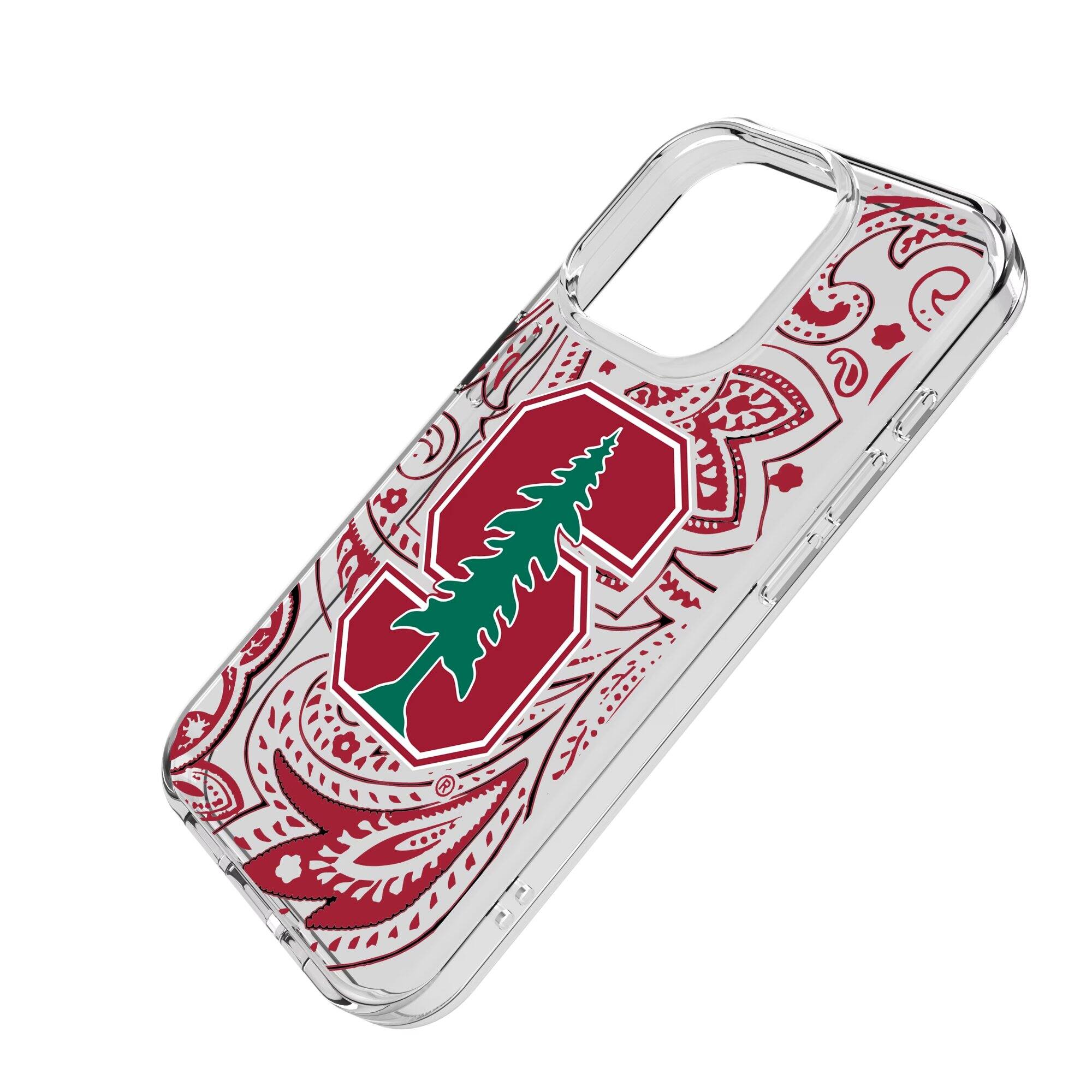 Alt View 1. Keyscaper - Stanford Cardinal iPhone Paisley Design Clear Case - 13 Pro Max - Multicolor.
