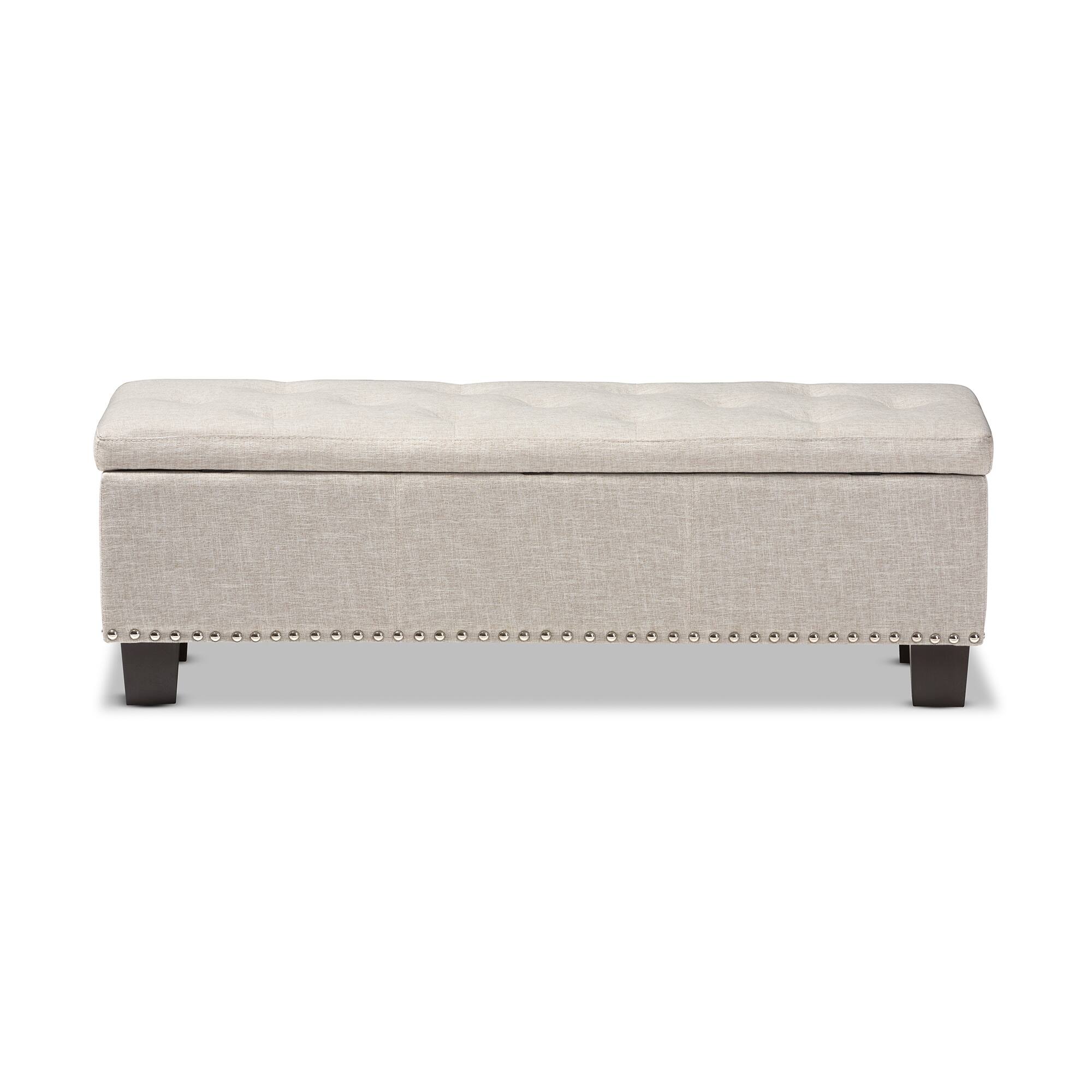 Alt View 1. Baxton Studio - Hannah Modern and Contemporary Fabric Upholstered Button-Tufting Storage Ottoman Bench - Beige.