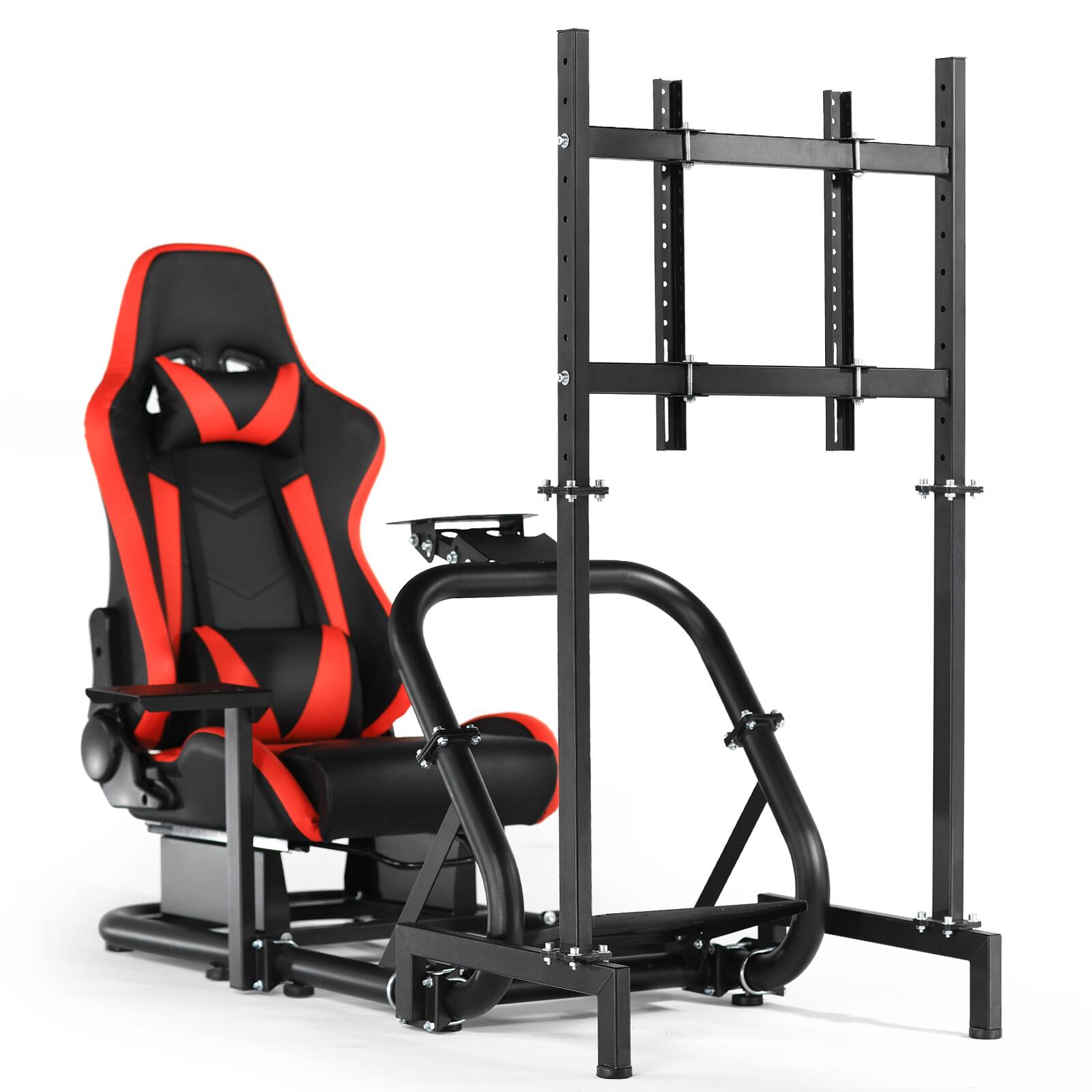Front. Dardoo - Dardoo Racing Simulator Cockpit with Monitor Stand and Red Racing Seat,Fits for Logitech, Thrustmaster, Fanatec - Red & Black.