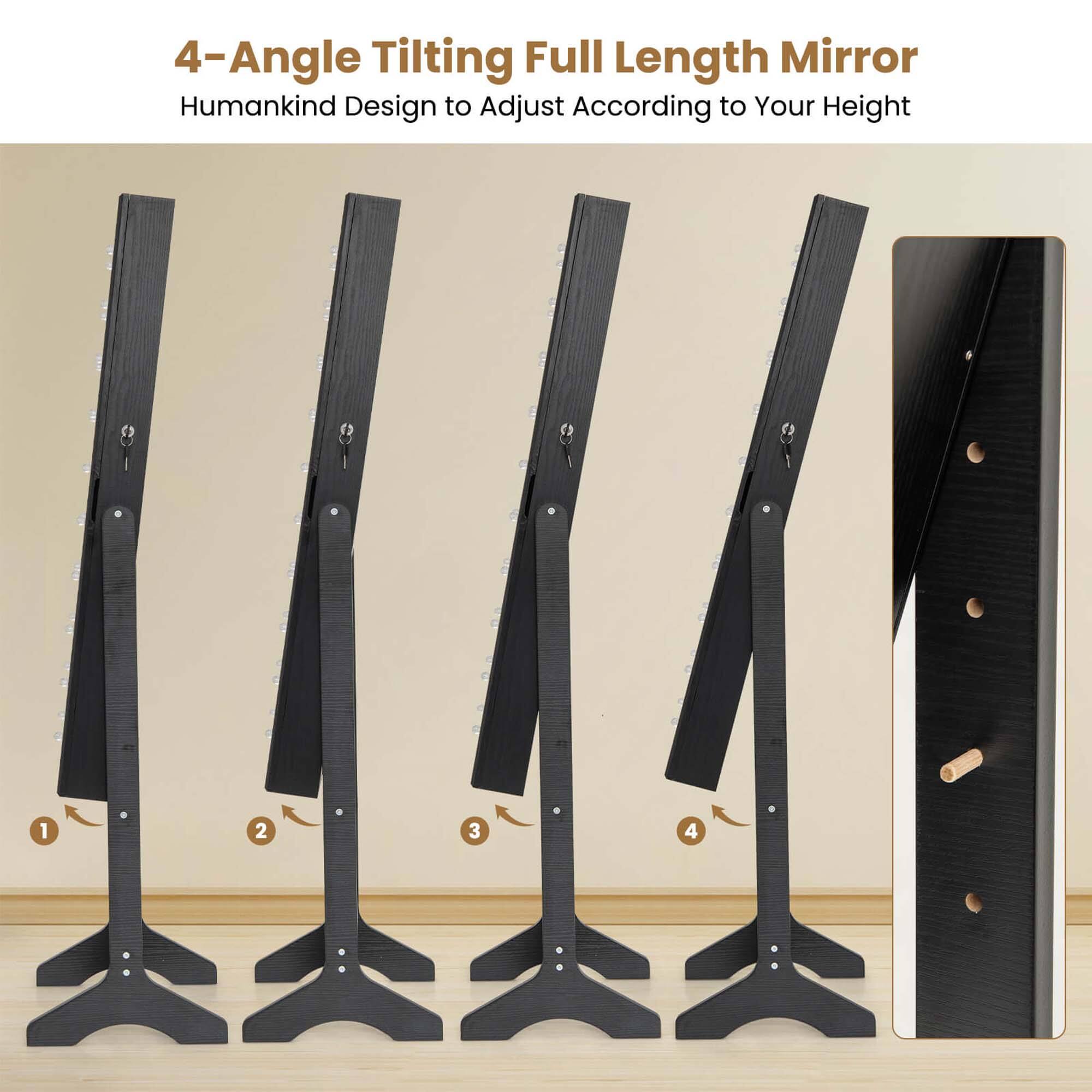 4-Angle Tilting Full Length Mirror  
Humankind Design to Adjust According to Your Height  

1  
2  
3  
4