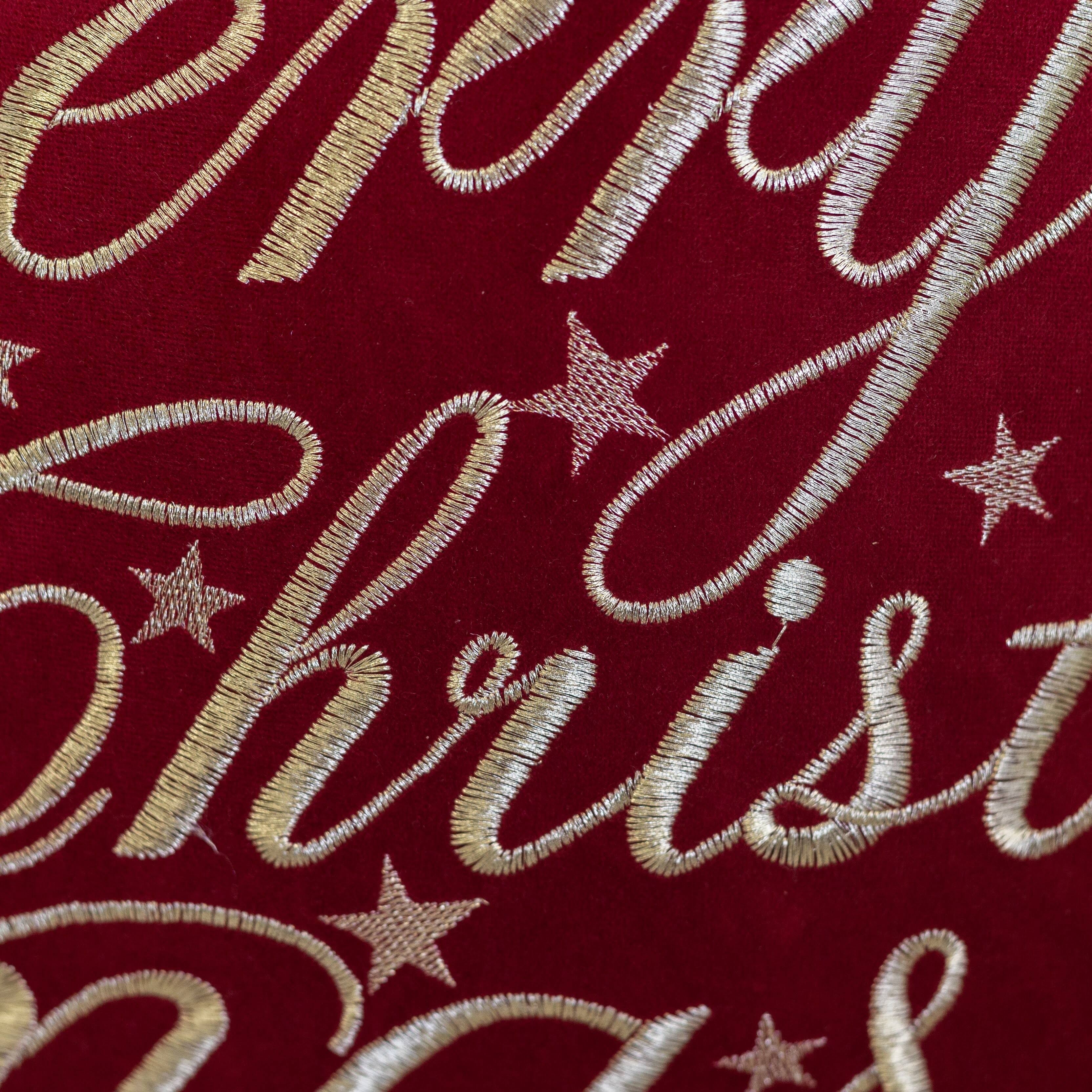 Back. LuXeo - Holiday Christmas Velvet Throw Pillow/ Color: Red, Size: 20"x20" - RED.