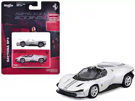 Ferrari Daytona SP3 "Speed Icons" Series 1/64 Diecast Model Car by Maisto - White Metallic
