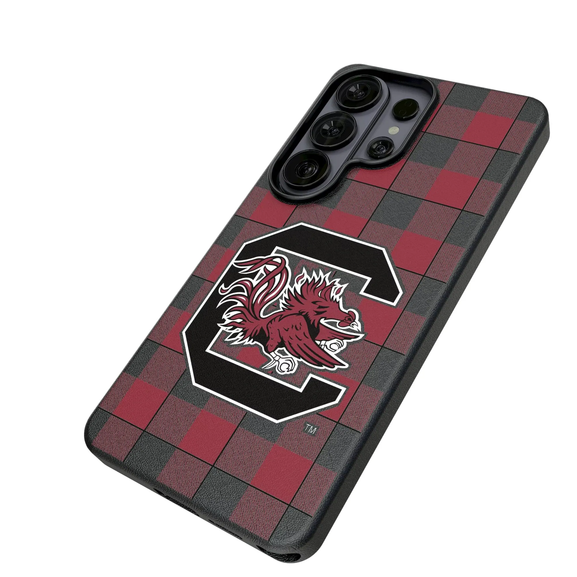 Alt View 1. Keyscaper - South Carolina Gamecocks Plaid Galaxy Magnetic Bump Case - S24 Ultra - Black.