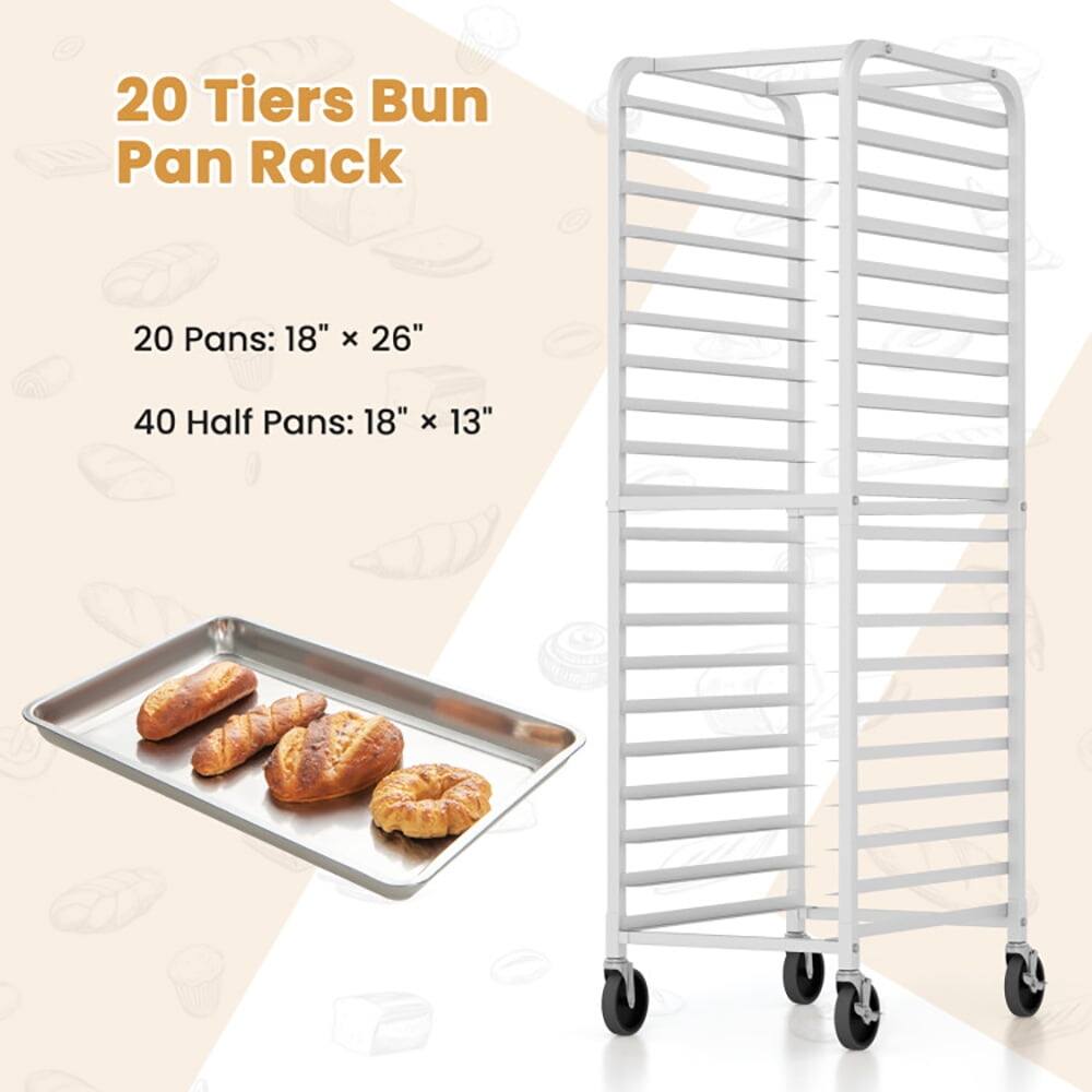 20 Tiers Bun Pan Rack

20 Pans: 18" x 26"

40 Half Pans: 18" x 13"