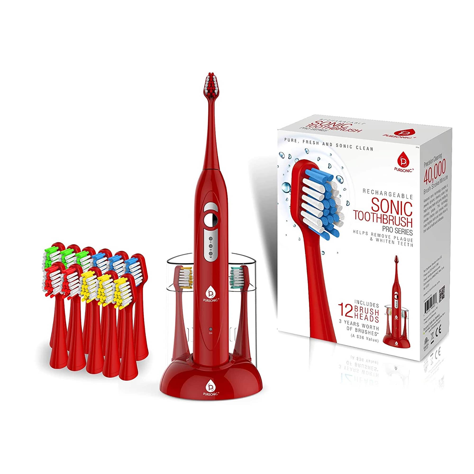 Pursonic - SPM Electric movement Rechargeable Electric Toothbrush - Red