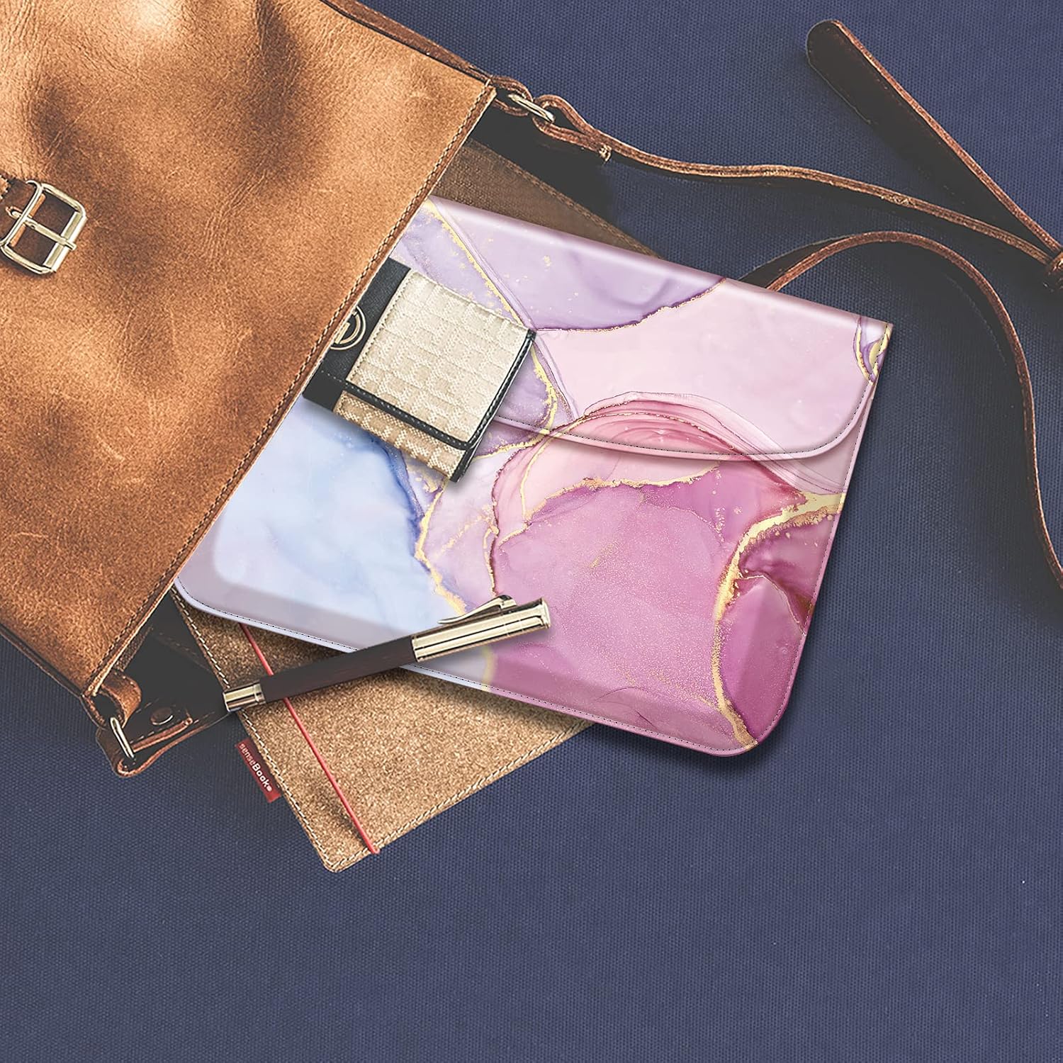 Alt View 3. Fintie - Sleeve Case for Microsoft Surface Go 4/3/2/1 (2023/2021/2020/2018) Slim Fit Premium Vegan Leather Cover with Stylus Loop - Glittering Marble.