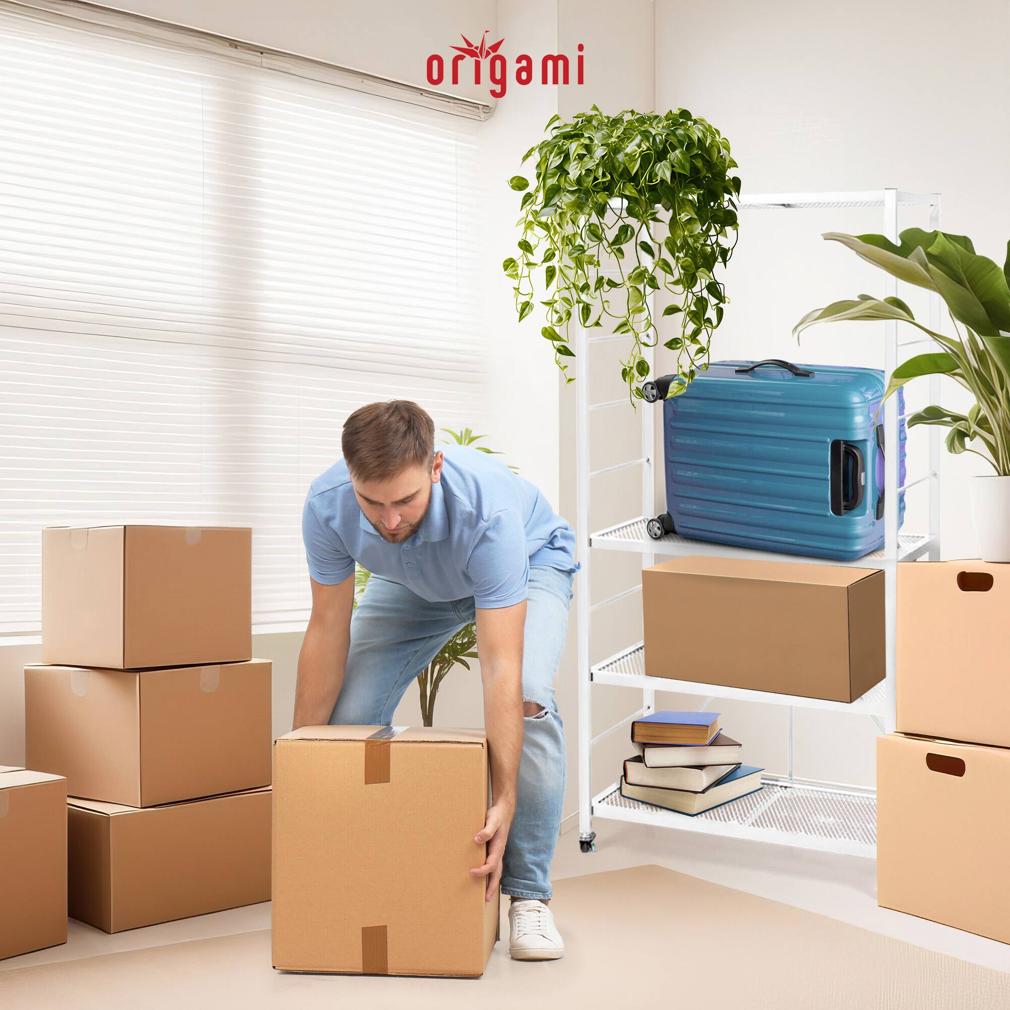 Alt View 10. Origami - Origami R2 Series Folding Steel Storage Rack with Adjustable Shelves, White - White.