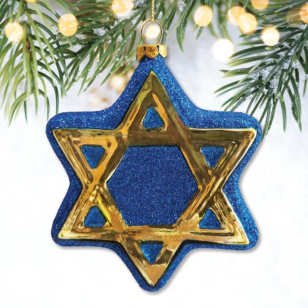 Back. OrnamentallyYou - Star of David Glass Ornament Jewish Holiday Hannukah Tree Gift - Multi-colored.