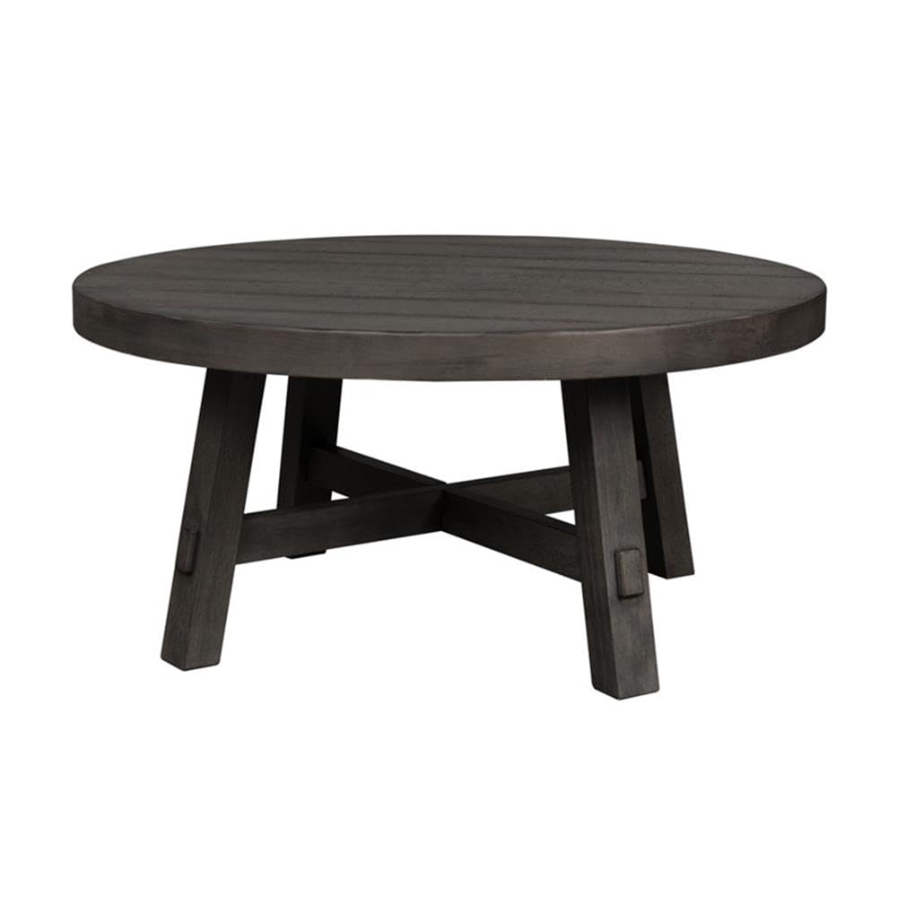 Alt View 4. Liberty Furniture Industries - Splay Leg Round Cocktail Table Dusty Charcoal w/ Heavy Distressing - Gray.
