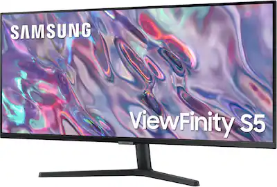 Samsung - 34” ViewFinity S5 Ultrawide QHD 100Hz AMD FreeSync Monitor with HDR10 (DisplayPort, HDMI) - Black