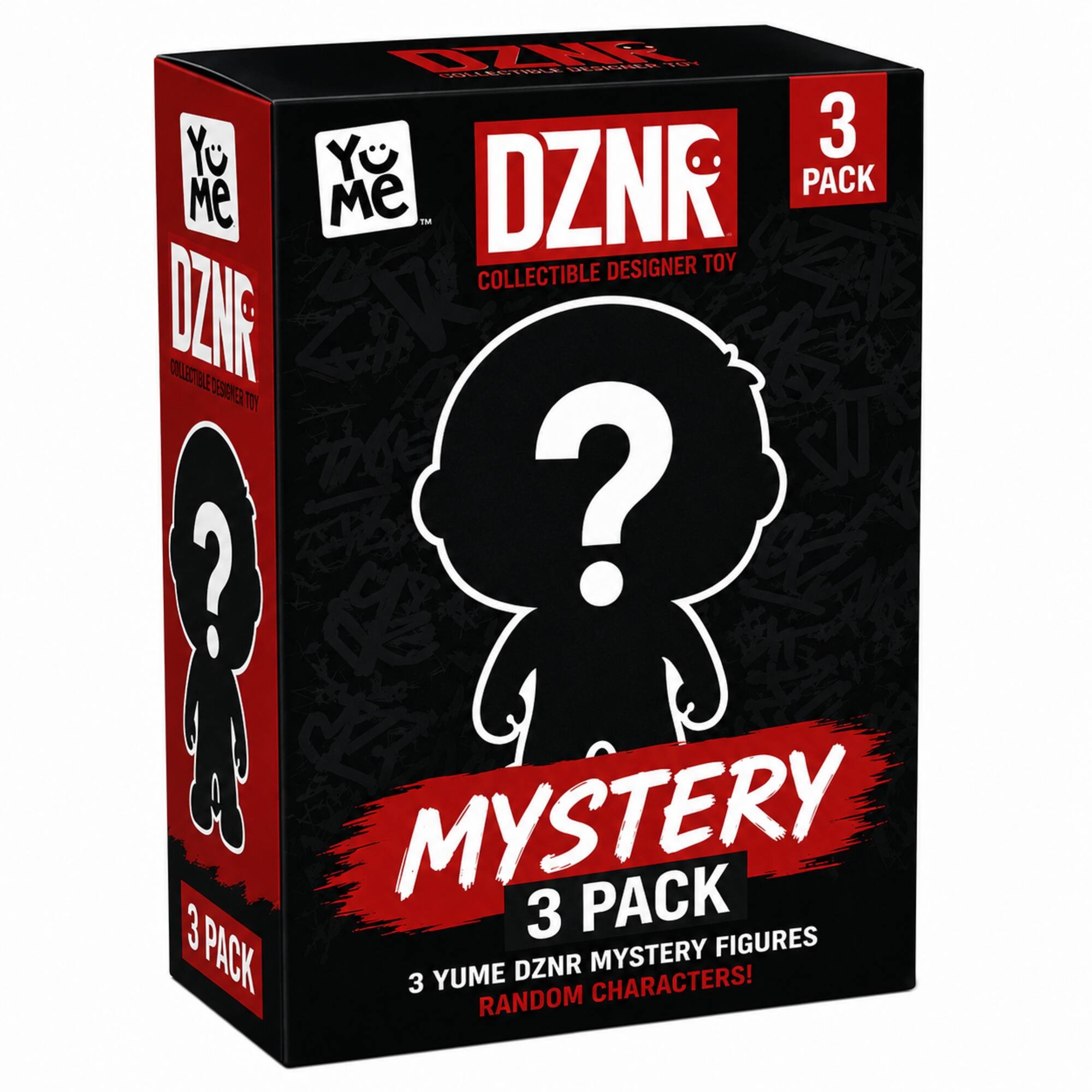 TZS RSE A YO Ye 3 DZNR PACK Me e To DESIGNER TOY COLLECTIBLE DZIF COLLECTIBLE BE DENER T ? ? MYSTERY PACK 3 3 3 FIGURES PACK 3 YUME DZNR MYSTERY CHARACTERS! RANDOM