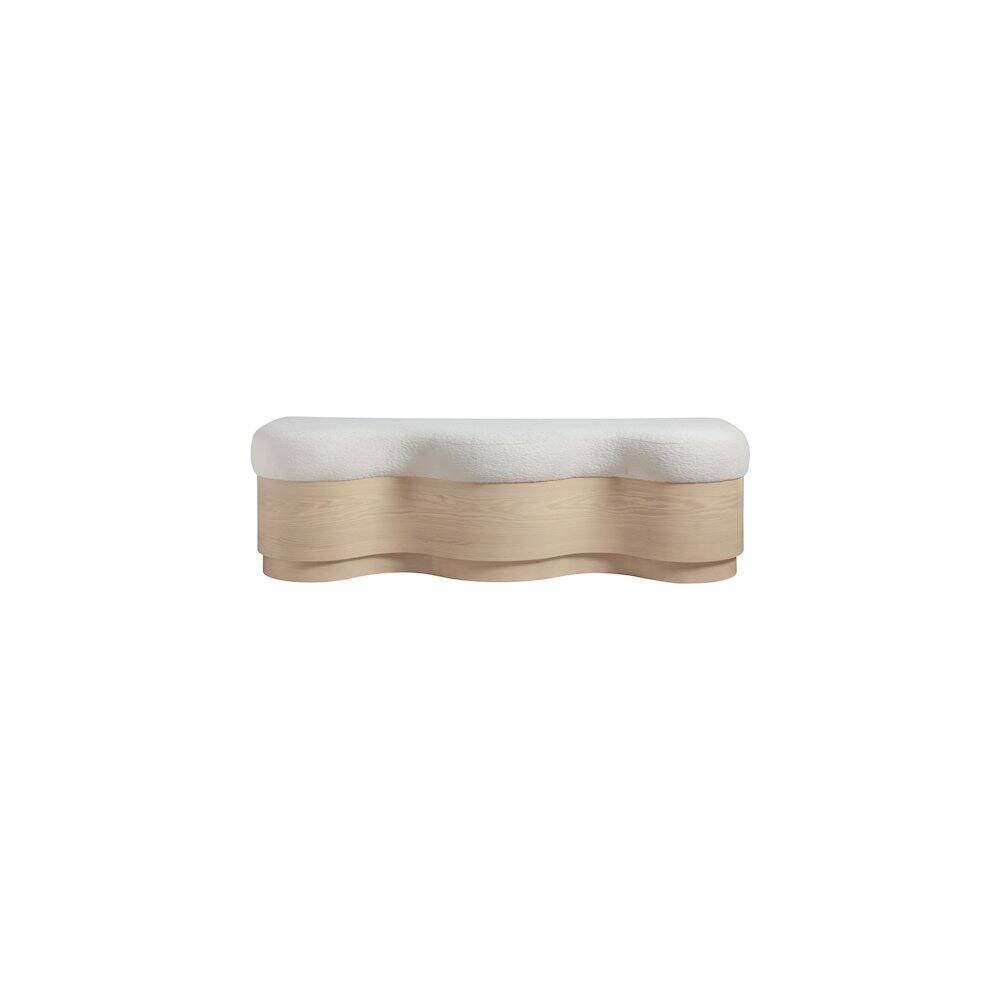 Alt View 2. Meridian Furniture - Savoy Cream Velour Fur Fabric Bench - Beige.
