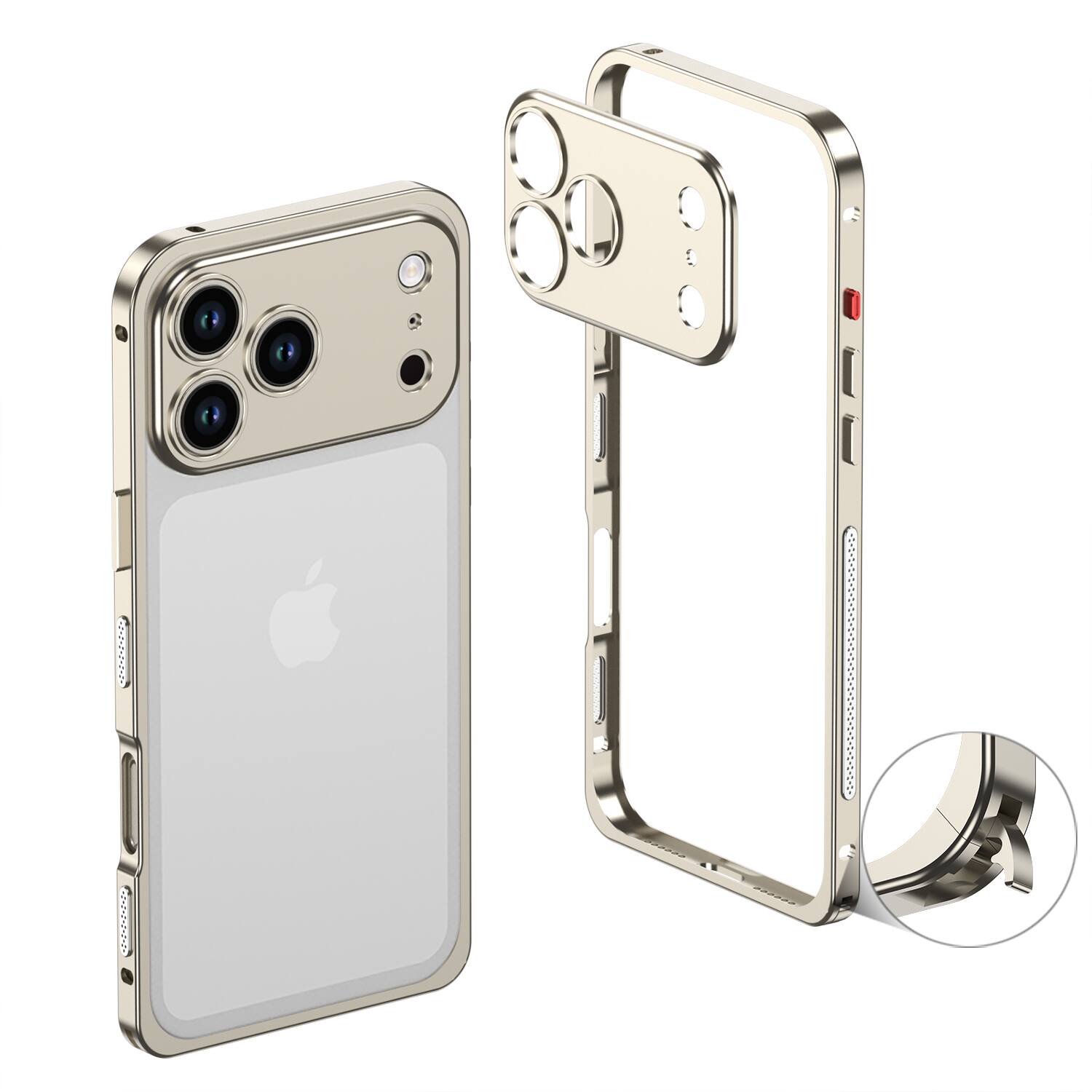 Front. UUCOVER - Slim Metal Bumper Case for Apple iPhone 18 Pro with Metal Lens Cover, Backless Heat Dissipation Shockproof Rugged Frame - Titanium.