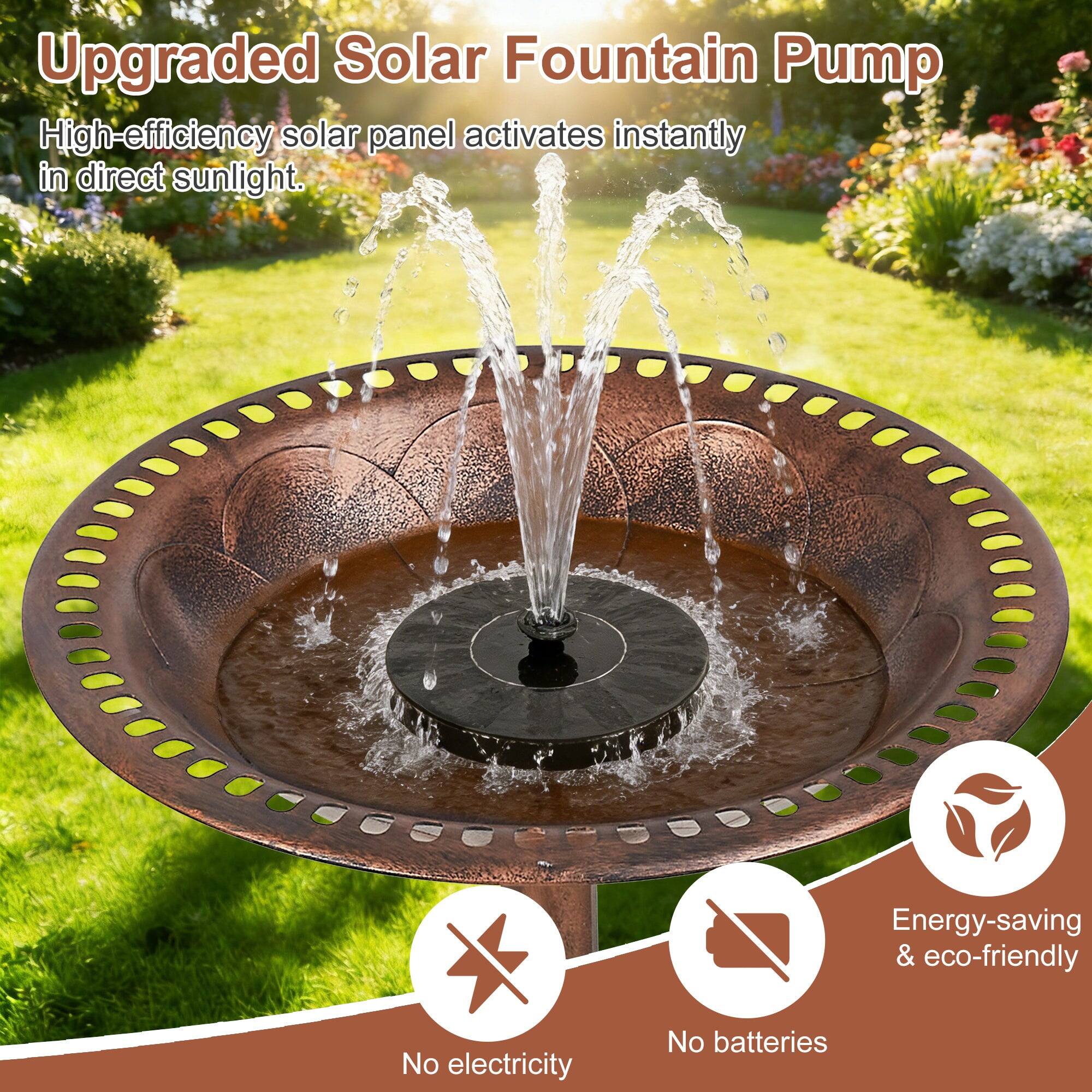 Upgraded Solar Fountain Pump

High-efficiency solar panel activates instantly in direct sunlight.

Energy-saving & eco-friendly

No electricity

No batteries