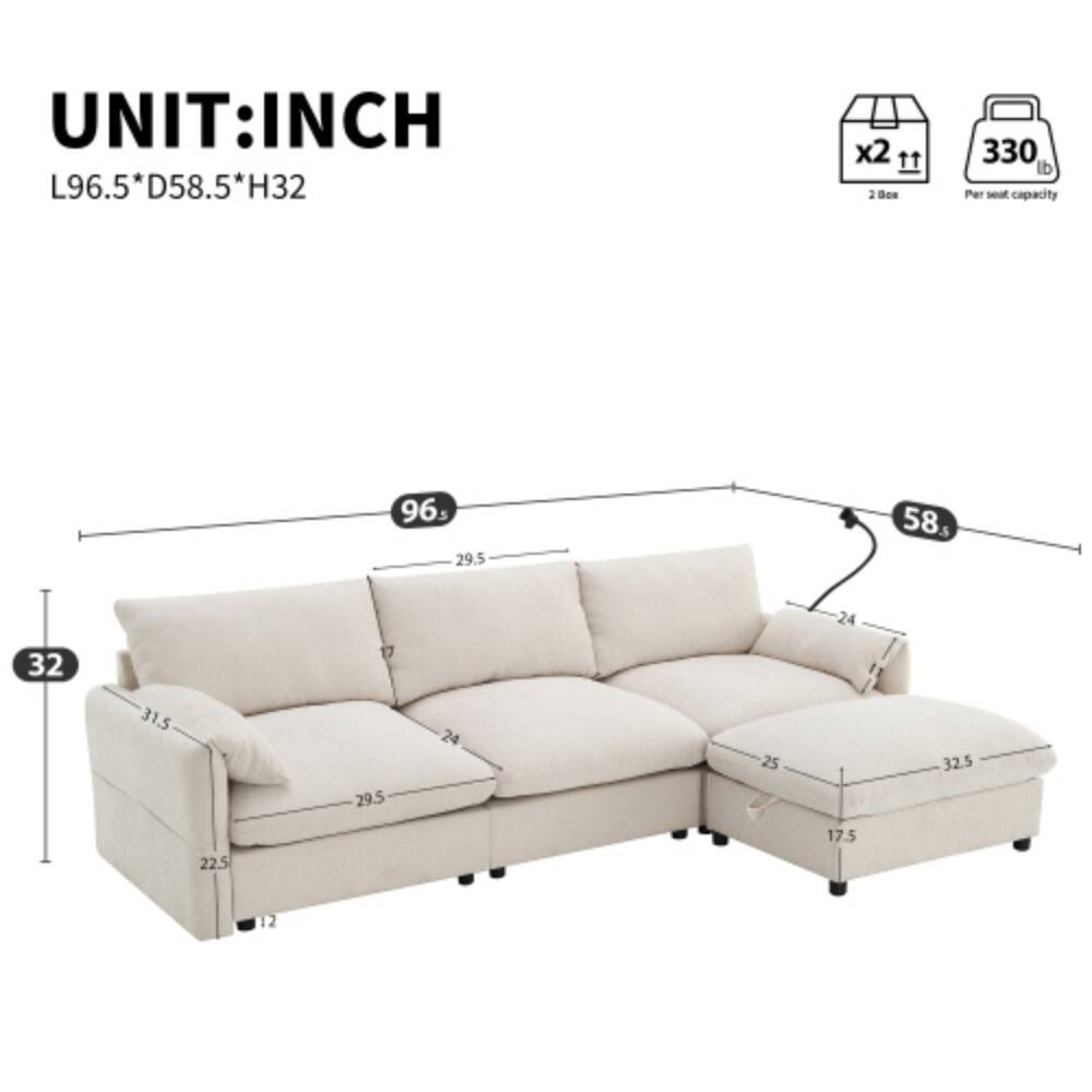 UNIT: INCH  
L96.5 * D58.5 * H32  

x2  
11  
3 Bee  
330 lb  
Per seat capacity 96s  

29.5  
58  
24  
32  
31.5  
29.5  
24  
25  
32.5  
22.5  
17.5  
12