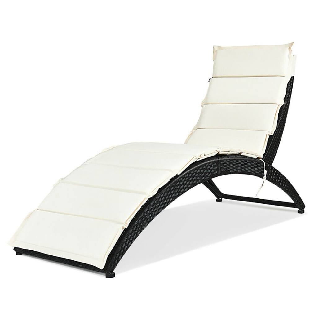 Back. Kadyn - Outdoor Chaise Lounge Chair, Patio Rattan Lounge Chair Back Adjustable Chaise Recliner - White.