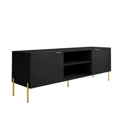 Front. Boyel Living - 59 in. TV Stand Fits TVs Up to 65 in. LED Entertainment Center with Cabinet - Black.