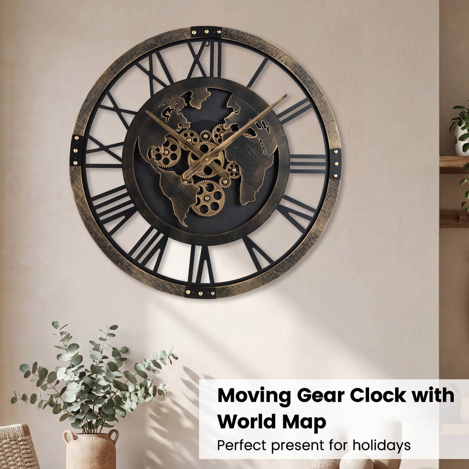 Moving Gear Clock with World Map  
Perfect present for holidays