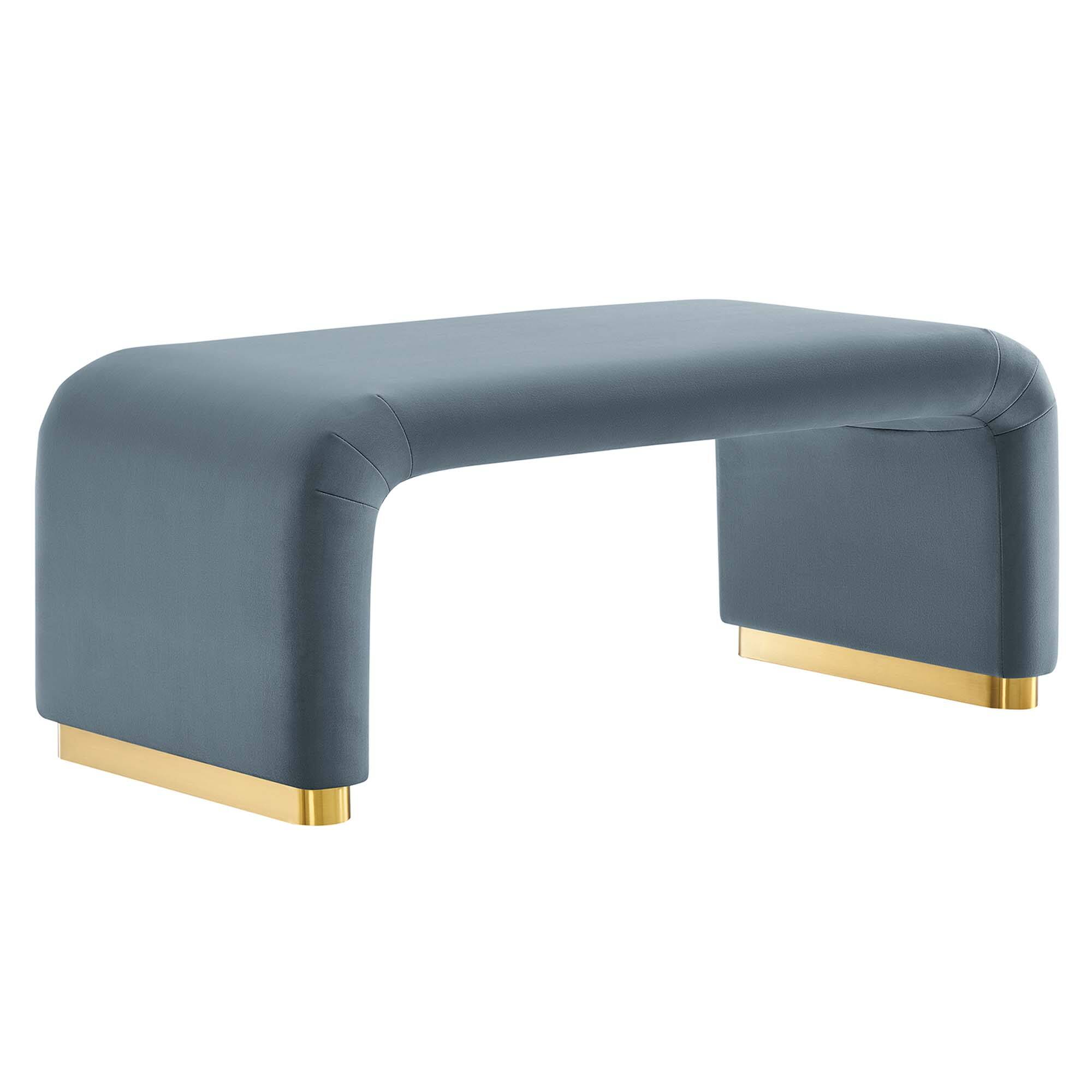 Angle. Modway - Koda Performance Velvet Waterfall Ottoman by Modway - Brass Cadet Blue.