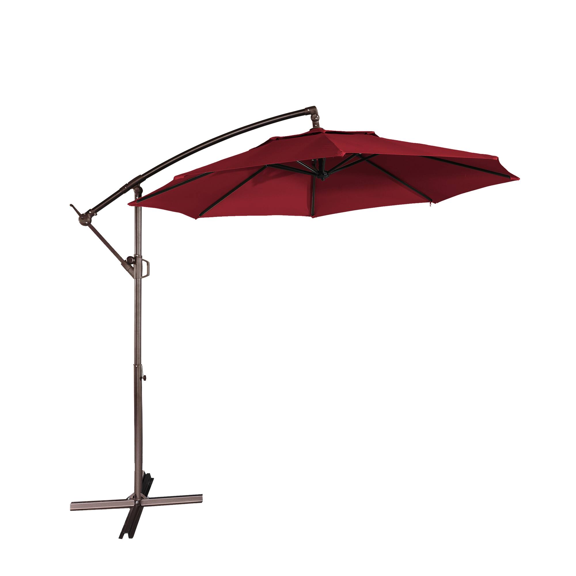 Alt View 4. Mondawe - 10ft Offset Patio Cantilever Umbrella with Easy Tilt & Crank 360°Rotate - Red.