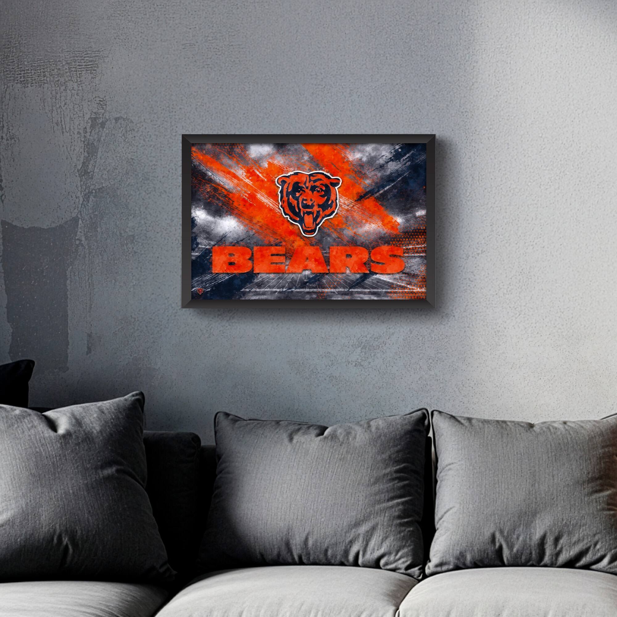 Alt View 1. Sporticulture - Chicago Bears 14" x 20" Brush Stroke Logo Framed Art Print - Multicolor.