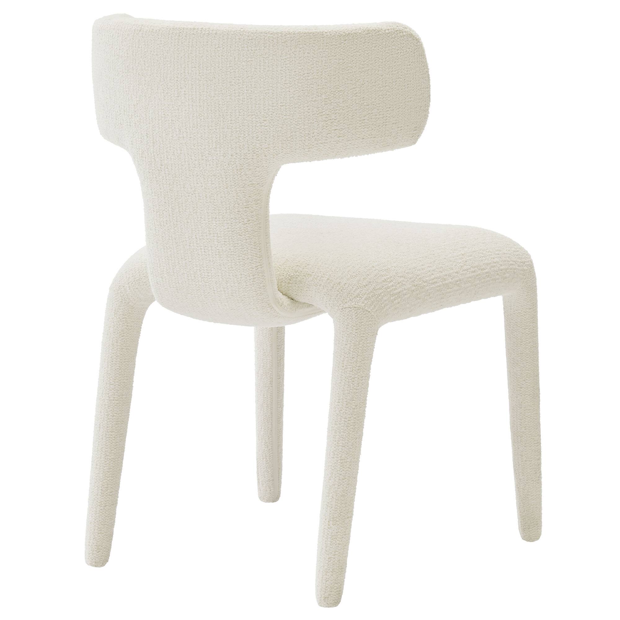 Alt View 3. Modway - Stellan Curved Back Boucle Upholstered Dining Chair Set of 2 by Modway - White.