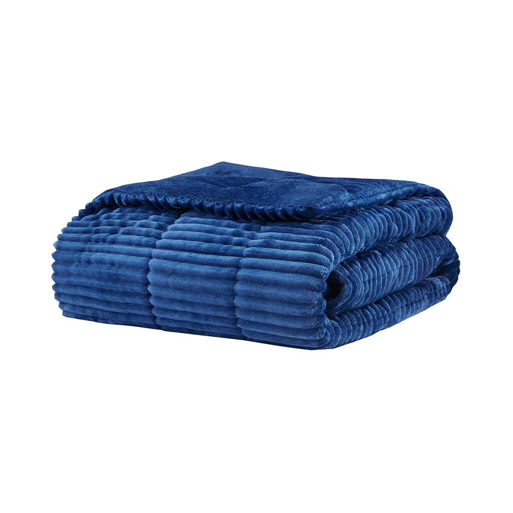 Front. Gracie Mills - Gracie Mills Hendricks Oversized Plush Down Alternative Throw Blanket - Navy.
