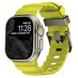 Dteck - Sport Band for Apple Watch Ultra 49mm/Series 11 10 9 8 7 6 5 4 SE 44/45/46mm, Durable Silicone Strap with Metal Hardware - Green-Titanium Buckle