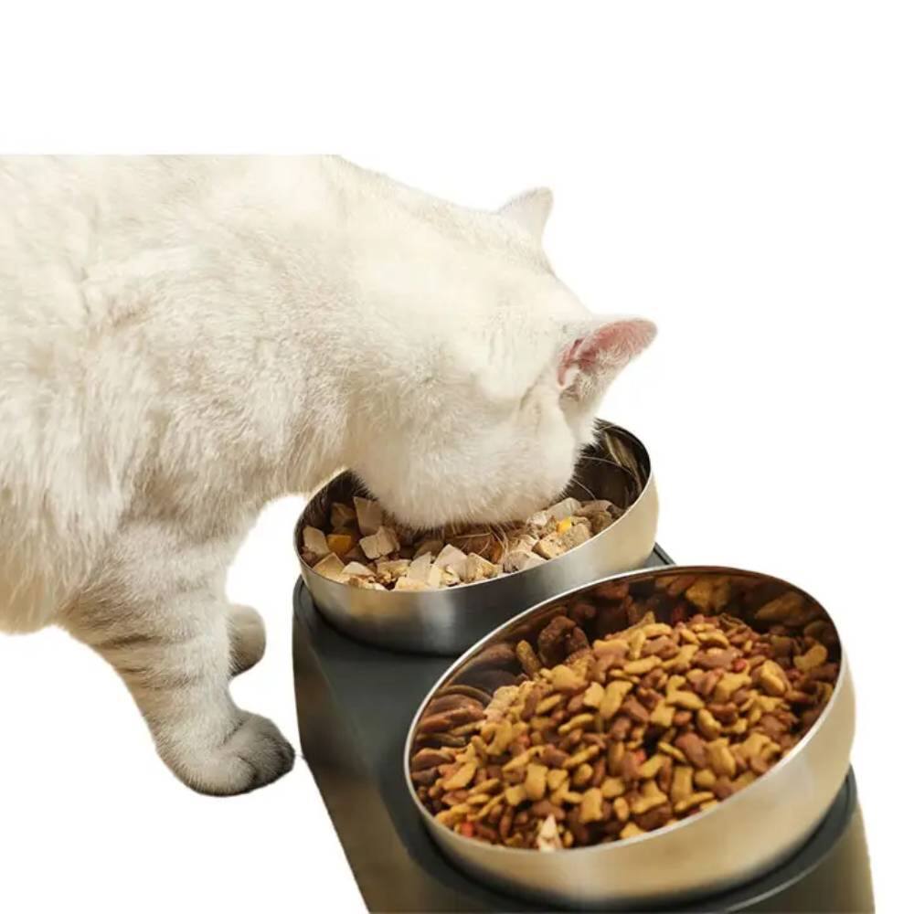 Alt View 3. Ficcuss Pets - Stainless Steel Metal Pet Food Bowl - Silver- Black.