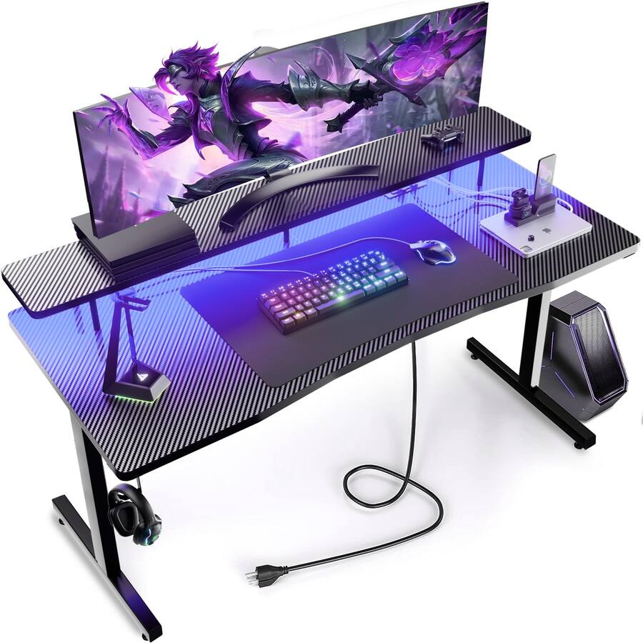 Hirose Alice Gaming Desk Computer Gamer With Monitor Stand Carbon Fiber ...