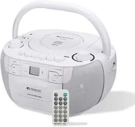 Retekess - TR621 CD and Cassette Player Combo, Boombox CD Player for Home, AM/FM, Tape Recording, TF/USB Drive, AC or D Ba - White