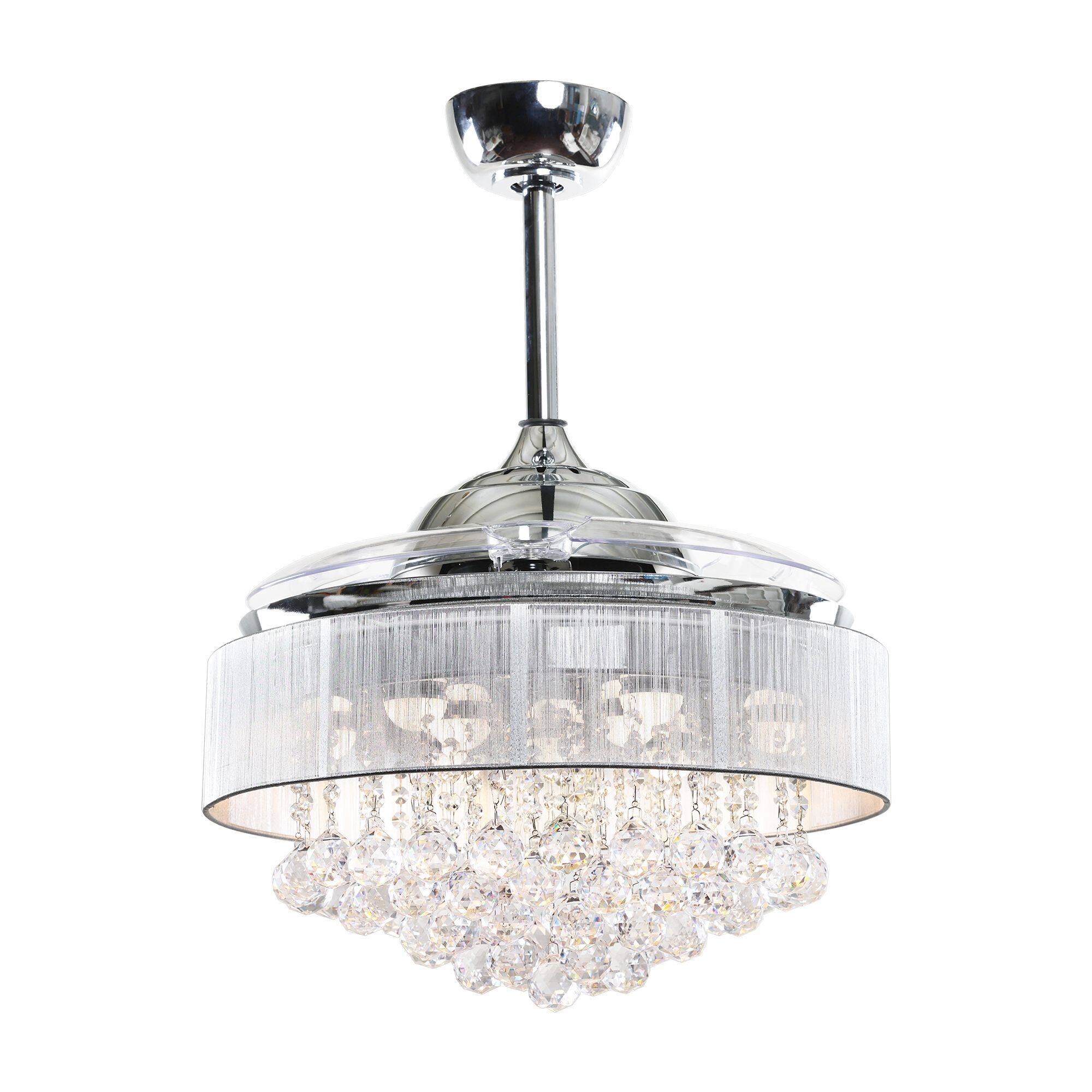 Alt View 10. Parrot Uncle - 42" Crystal Smart Fandelier Ceiling Fan with Light and Remote, App Control, Voice Control - Chrome.