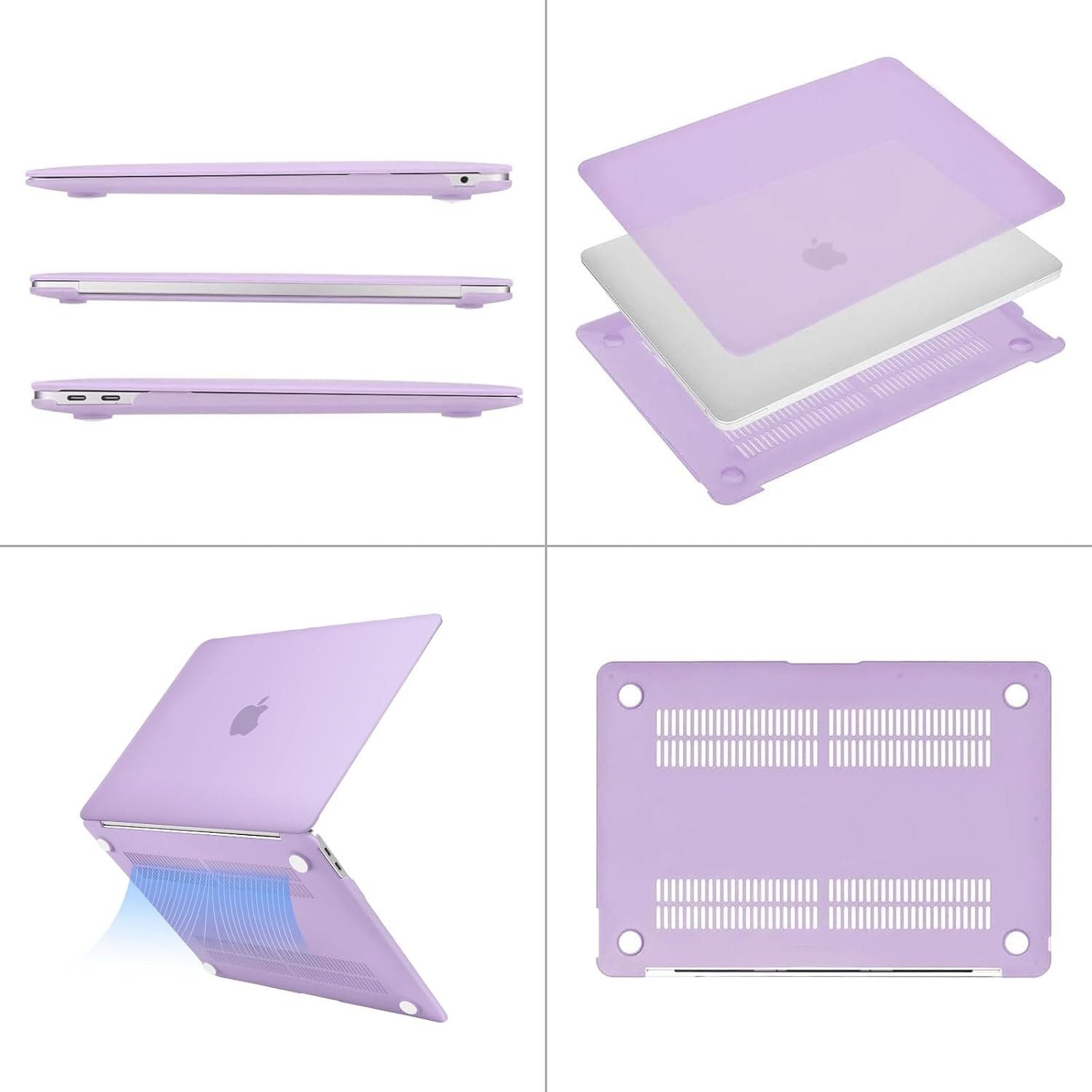Alt View 1. mosiso - Case for MacBook Air 13 inch Case 2020 2019 2018 Release M1 A2337 A2179 A1932 with Touch ID with Keyboard Cover - Purple.