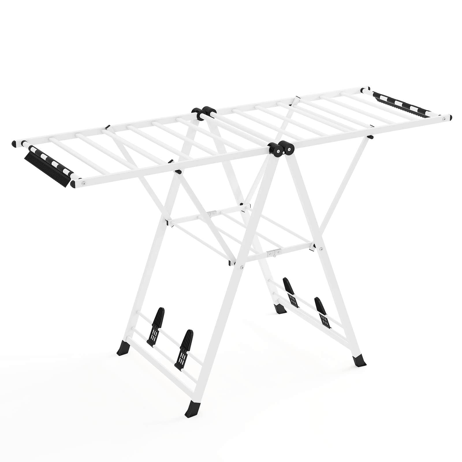 Costway - Foldable Metal Laundry Drying Rack with Height Adjustable Wings, 18 Drying Rails - White