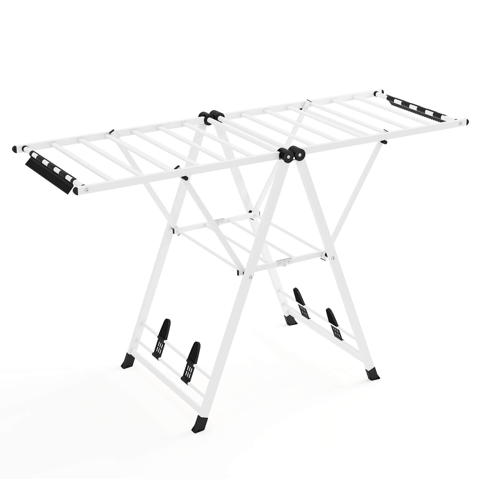 Costway - Foldable Metal Laundry Drying Rack with Height Adjustable Wings, 18 Drying Rails - White
