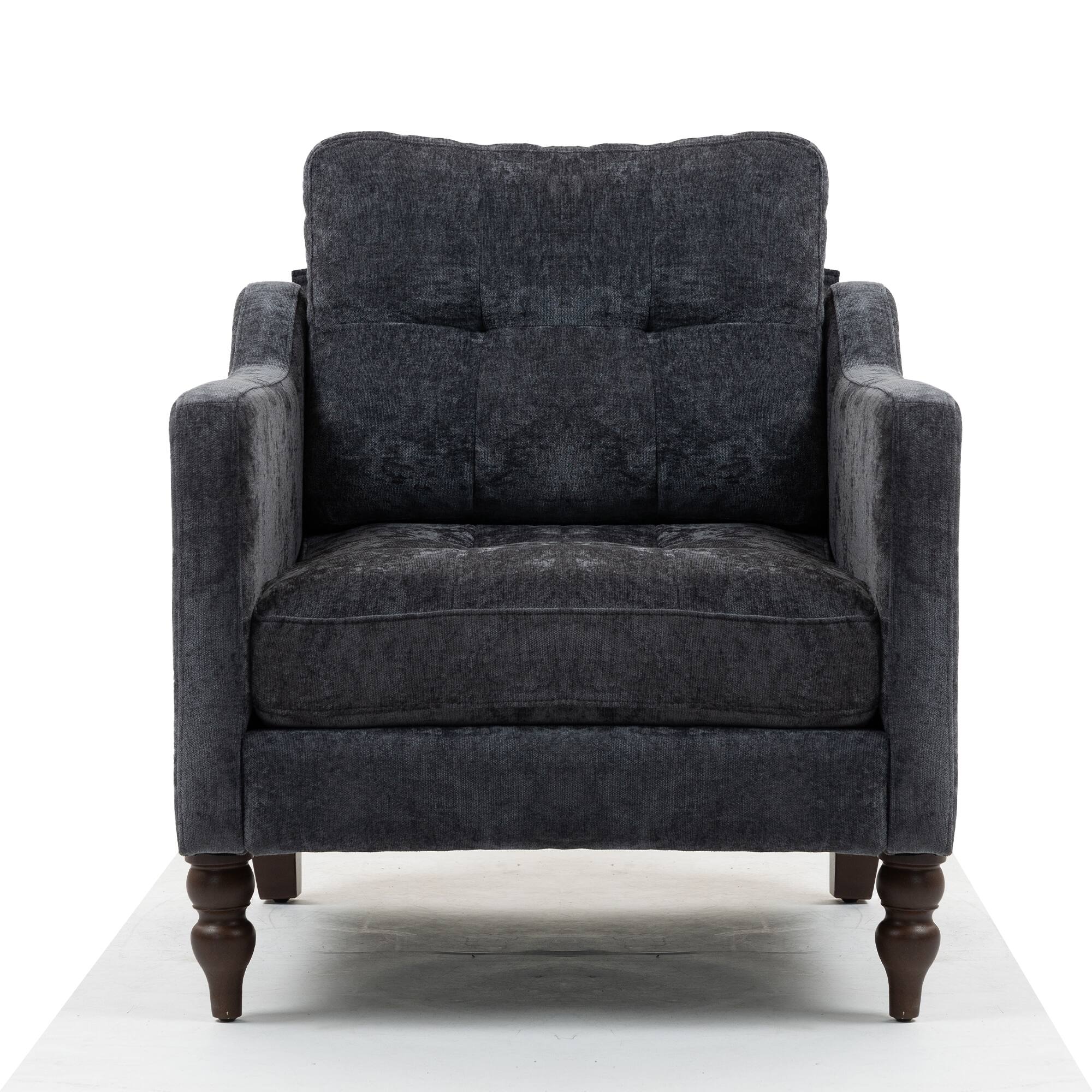 Alt View 8. APRILSOUL - Accent Comfy Chenille Chair Comfy Upholstered Arm Chair Storage for Living Room Bedroom - GREY.