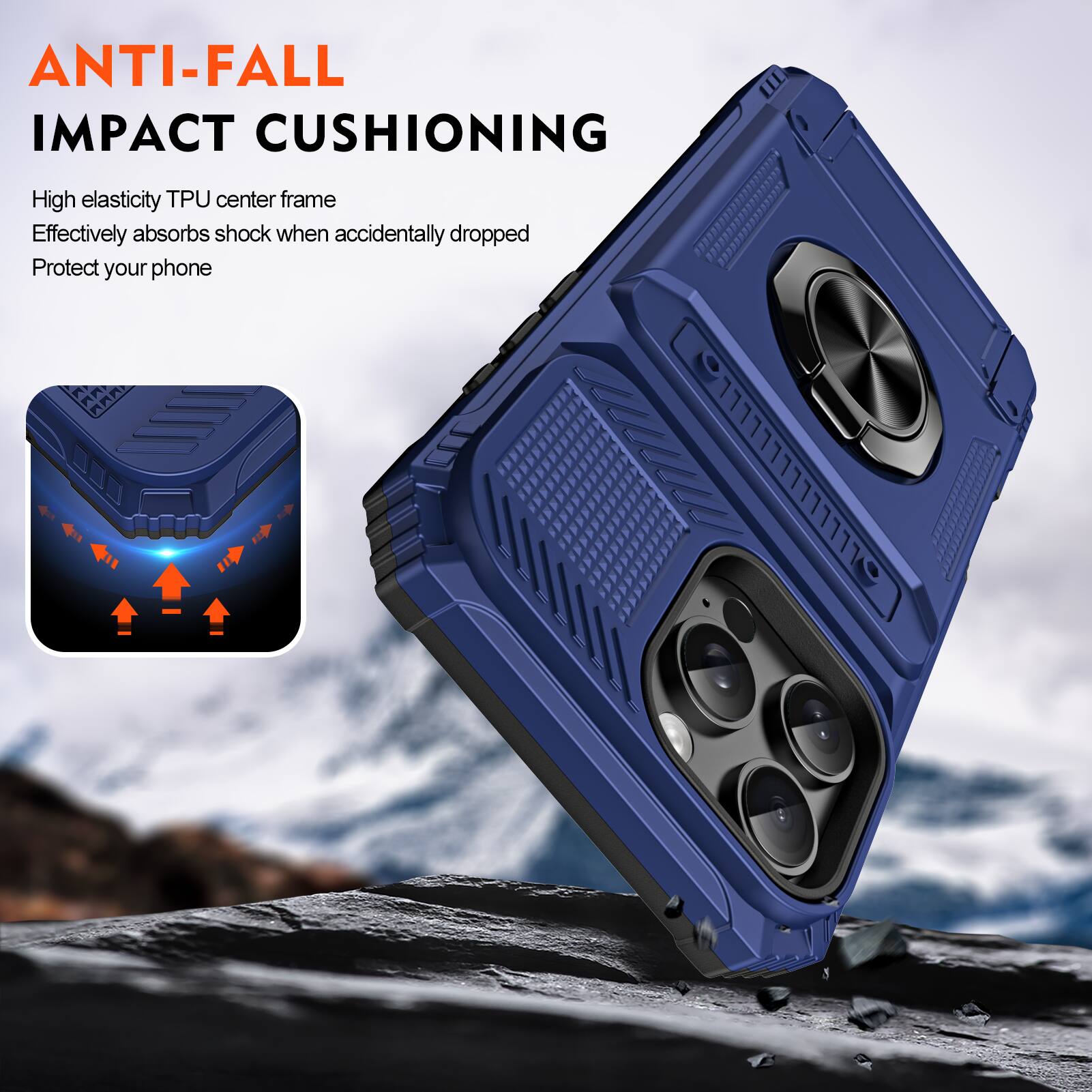 ANTI-FALL IMPACT CUSHIONING

High elasticity TPU center frame
Effectively absorbs shock when accidentally dropped
Protect your phone