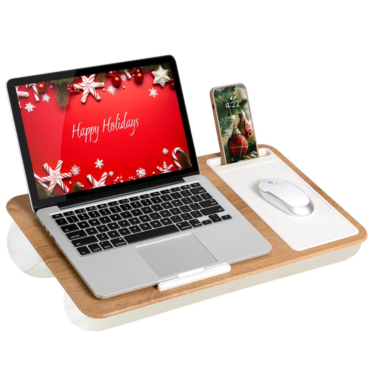 ThinkLink Electronic - Home Office Pro Lap Desk Wrist Rest Mouse Pad Phone Holder Carbon Fits 15. Laptops Style No. 91598 - White Oak Woodgrain Home Office