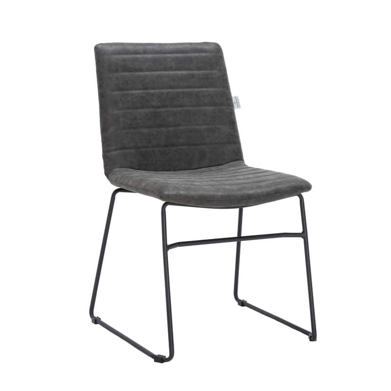 LeisureMod - Zylar Office Guest Chair with PU Leather, Foam Cushion & Stainless Steel Base - Charcoal