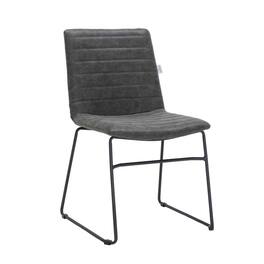 LeisureMod - Zylar Office Guest Chair with PU Leather, Foam Cushion & Stainless Steel Base - Charcoal
