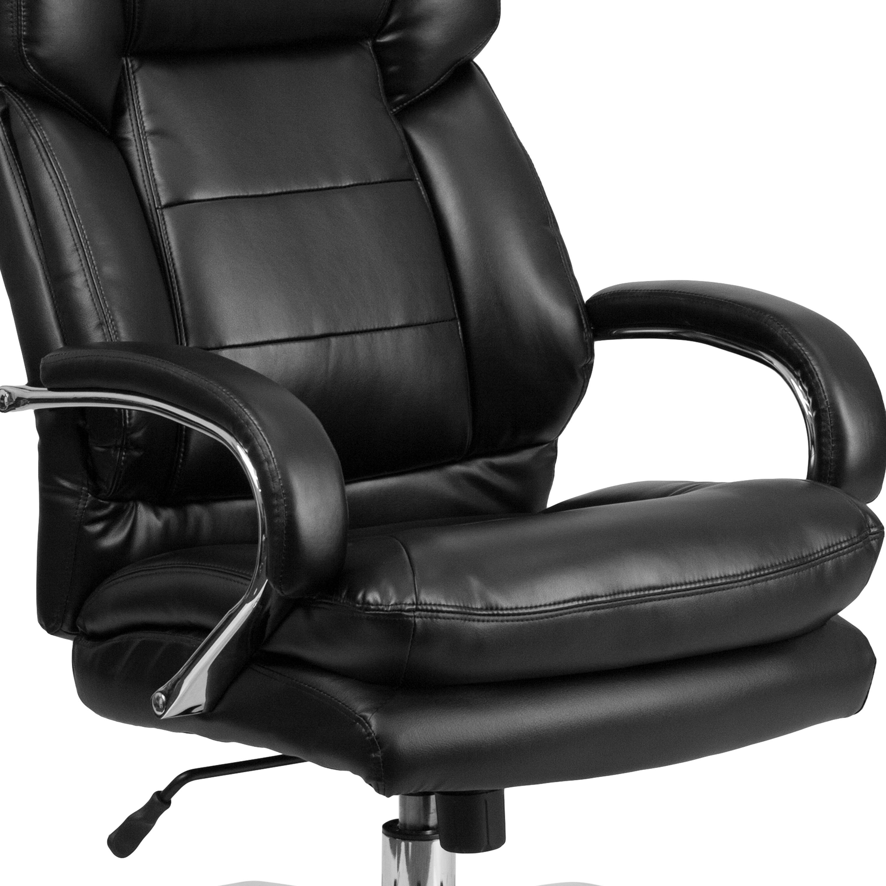 Alt View 9. Emma + Oliver - 24/7 500 lb. Big & Tall Executive Swivel Ergonomic Office Chair with Loop Arms - Black LeatherSoft.