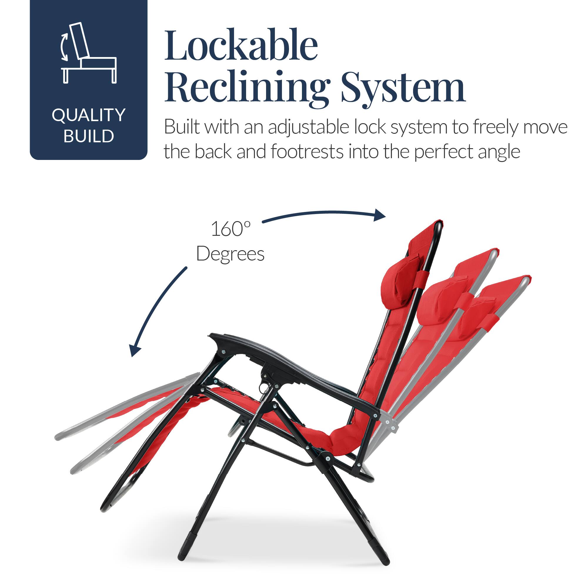 Lockable Reclining System

QUALITY BUILD

Built with an adjustable lock system to freely move the back and footrests into the perfect angle

160° Degrees