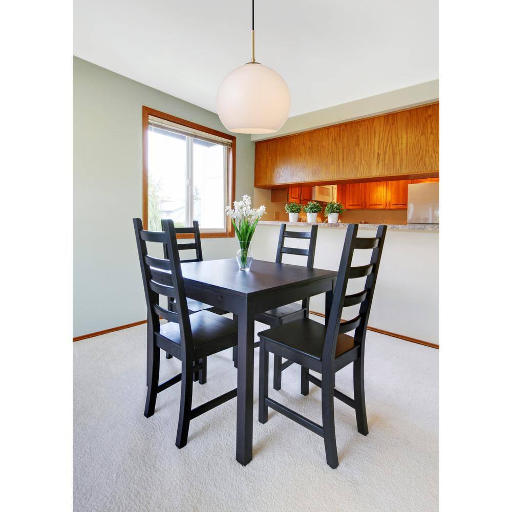 Angle. Living District - Baxter 1 Light Black Pendant With Frosted White Glass - Black And Frosted White.