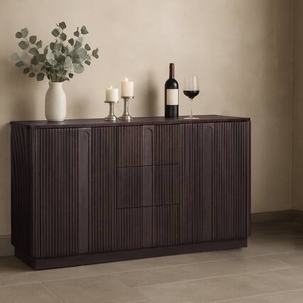 Front. Teamson Home - Teamson Home Potomac Sideboard with 3 Drawers and 2 Doors, Espresso - Black.