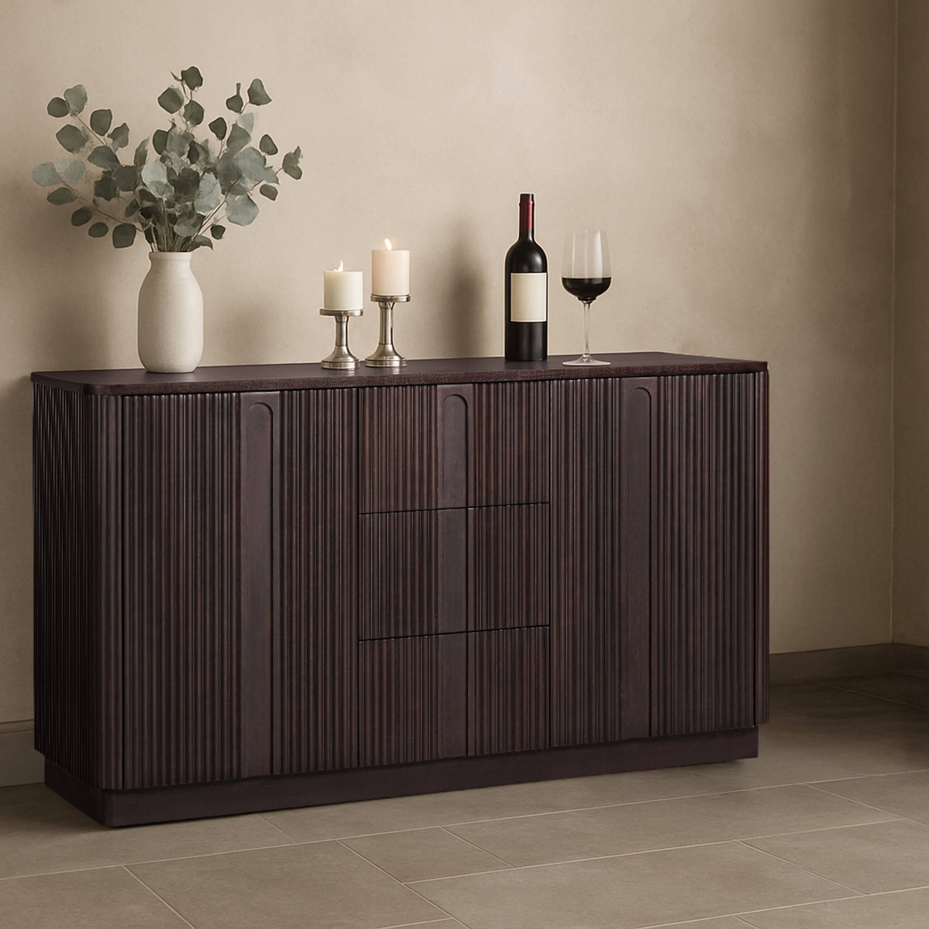 Front. Teamson Home - Teamson Home Potomac Sideboard with 3 Drawers and 2 Doors, Espresso - Black.