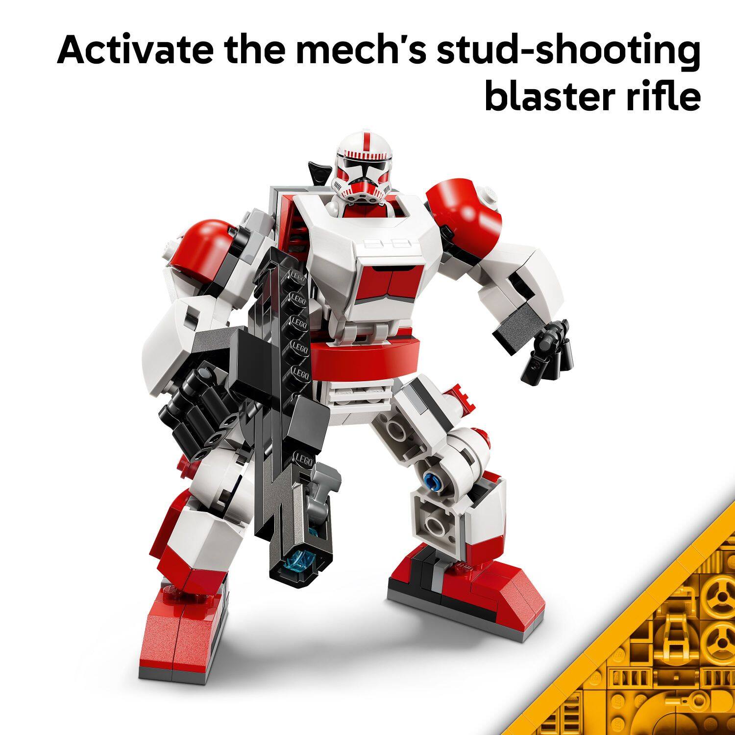 Activate the mech's stud-shooting blaster rifle
