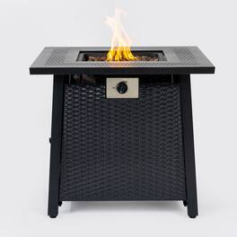 Dexmalle - Dexmalle-28-inch Iron Square Propane Fire Pit Table-Black